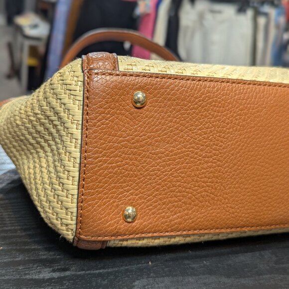 Lauren Ralph Lauren Basket Weave Satchel Bag - Picture 6 of 10